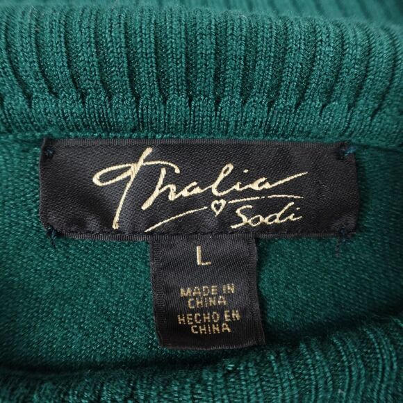 Thalia Sodi Womens Green Cut Out Sweater Lace Detail Large - Picture 7 of 8